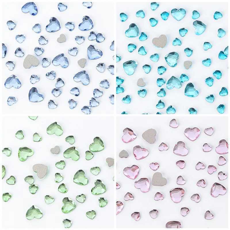 50 Sparkling Rhinestone Love Heart Nail Art Decorations Flat Bottom Multiple Colors W240829