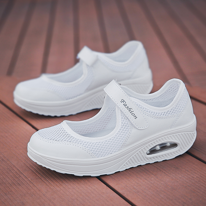 2020 New Cushion Flat Mesh Sneakers Breathable Women Increase Ladies Casual Shoes atos De NEW hot Mujer 35-42