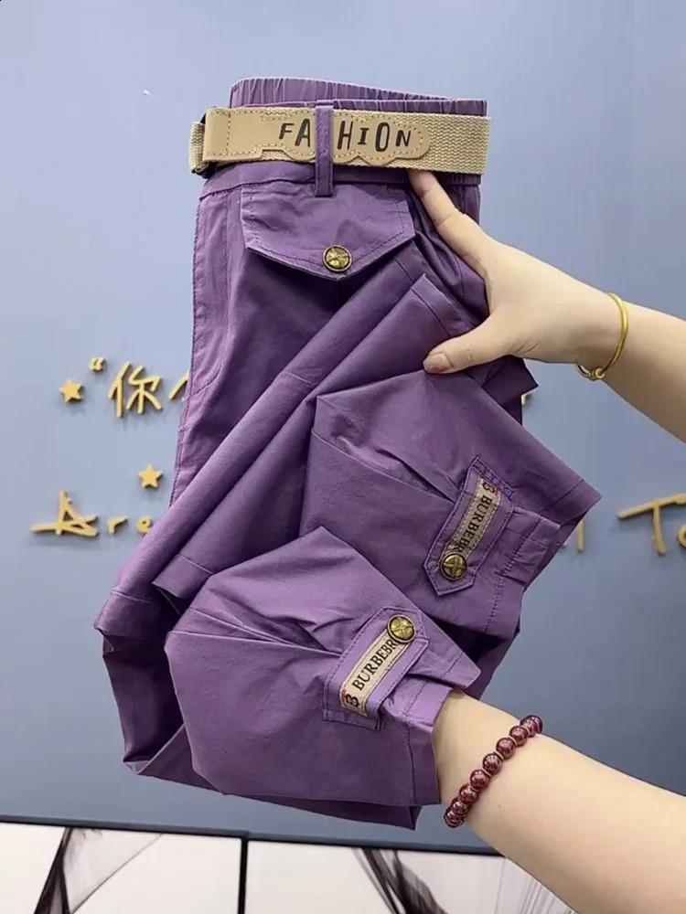 Cotton Metal buttons high-quality Solid Color Pants Women Autumn Spring Loose Casual Pants Trousers 240829