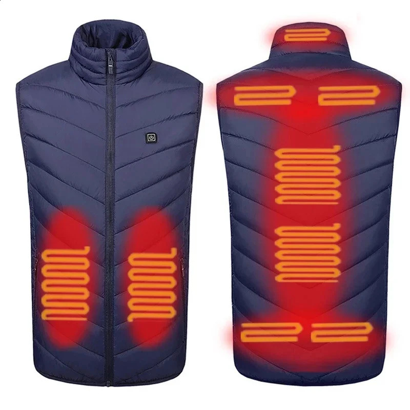 17 Heated Vest Jacket Fashion Men Women Coat Clothes Intelligent Electric Heating Thermal Warm Clothes Winter Heated Hunt 240829