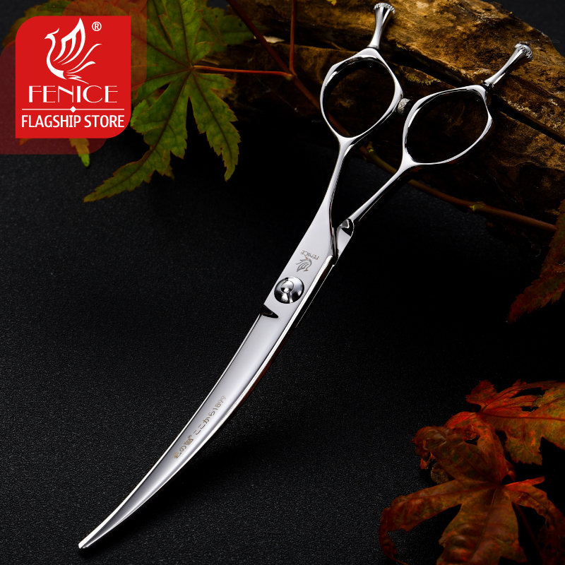 Fenice Prfessional ATS3147 steel 7.0 Inch Up and Down Curved Scissors Pet Dog Grooming Scissors Shears Pet Scissors