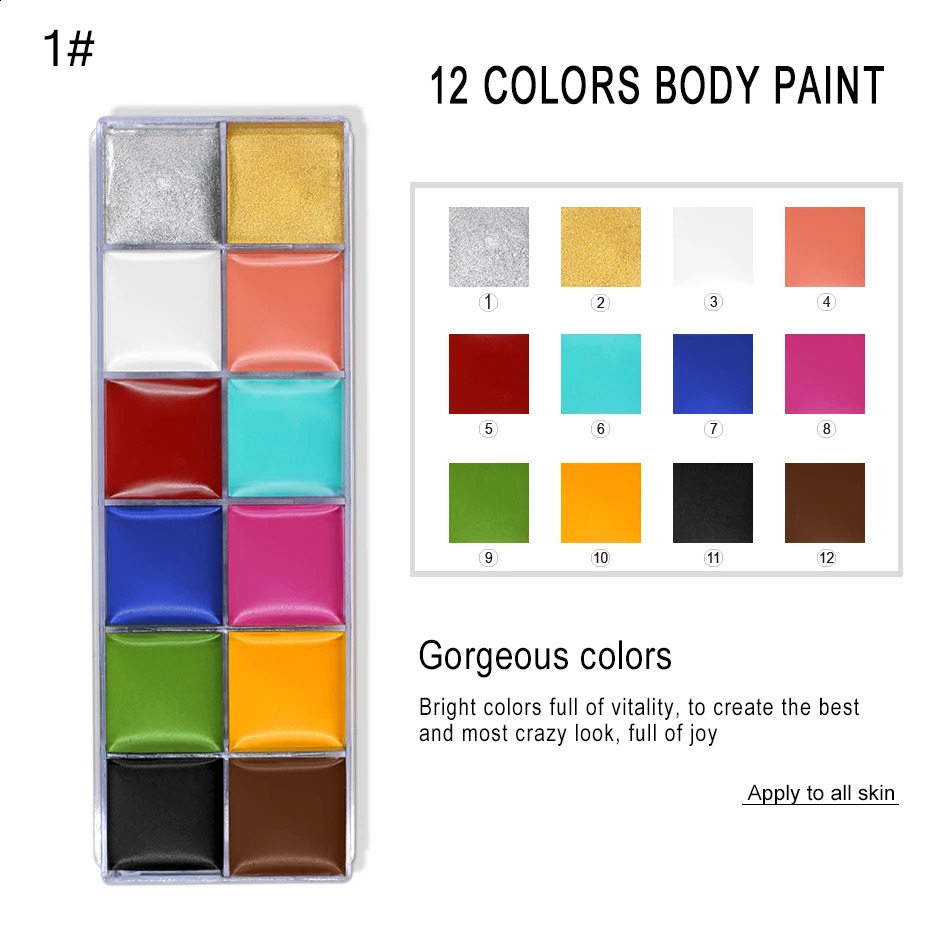12 color glitter tattoo and body painting oil painting art used for Halloween parties fancy dresses beauty and makeup tools 240829