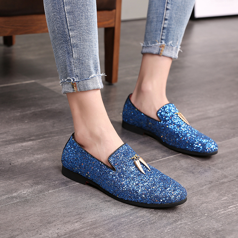 2025 new Casual Men's Shoes Men Fashion Sequins Bg Glitter Party Wedding Flats Mens Light Comfortable Driving Loafers Moccasins d19b s