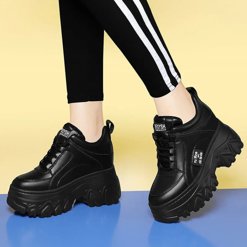 Internal Increase Chunky Shoes Women Comfortable Platform Shoes Female Casual Vulcanized Shoes Fashion High Heel Woman Sneakers