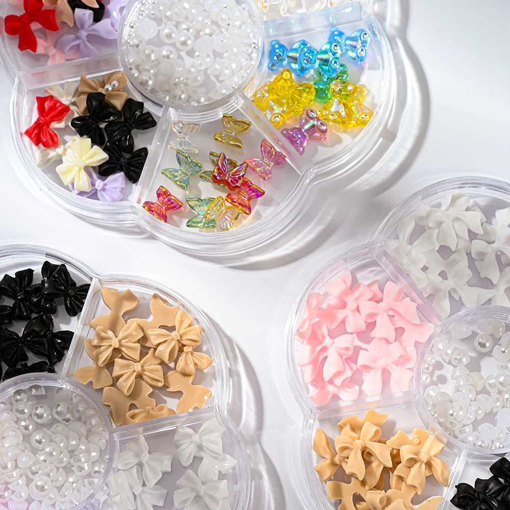 1BOX 3D Bow Nail Art Charm Parts Resin Hybrid Bow Design Nail Art Decoration Used for Handmade Jewelry Decoration DIY Accessories W240829