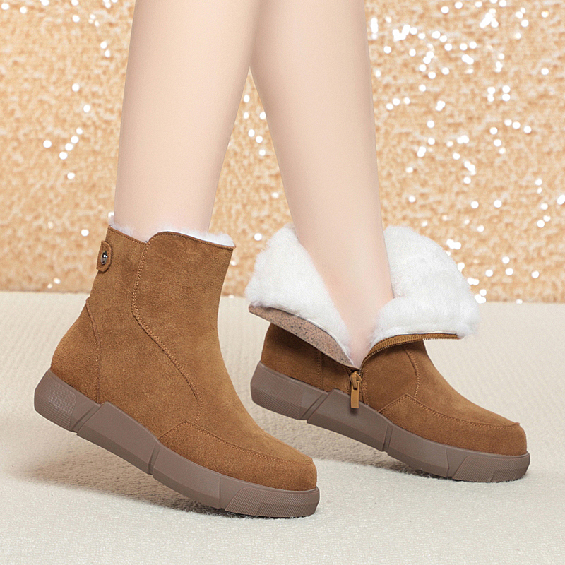 AIYUQI Snow Boots Women Winter 2024 New Genuine Leather Women's Marton Boots Large Size Wool Warm Non Slip Women's Booties