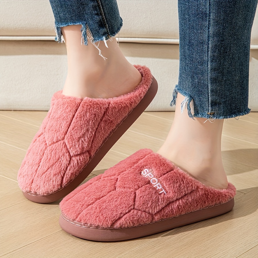 Cozy Plush Slippers - Warm, Comfortable Indoor Shoes for Men & Women, Solid Color, Non-Slip TPR Sole