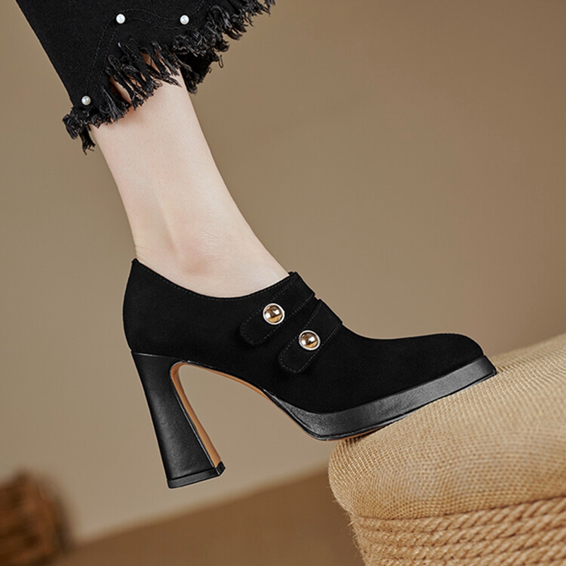 Spring NEW Sheep Suede Leather New for Pointed Toe Super Women Pumps Slip-on High Heel Shoes f7e0