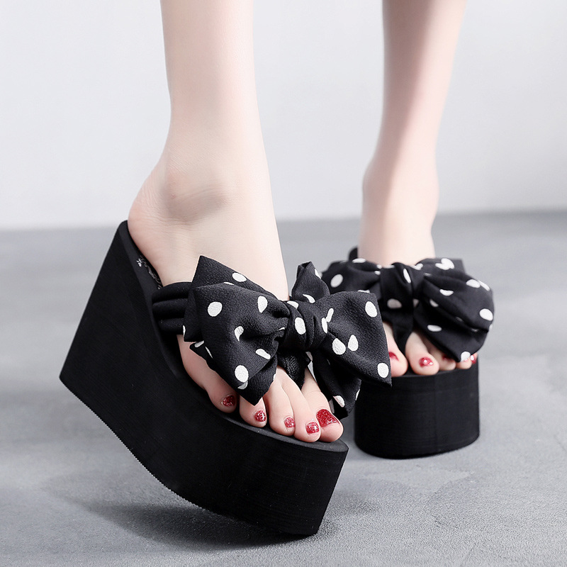 Summer Slippers Women Wedges Sandals Super High Heels Ladies Fashion Flip ps Cute Bowknot Female Party Shoes Plus Size Slides