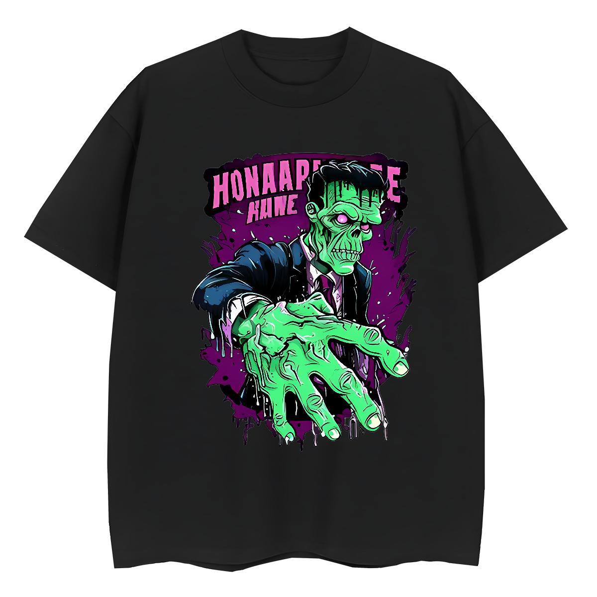 Fashion Casual T-Shirts 230g Cotton O Neck Short Sleeves Hip Hop skull Tshirt for Man Woman Loose Floral Print Polos