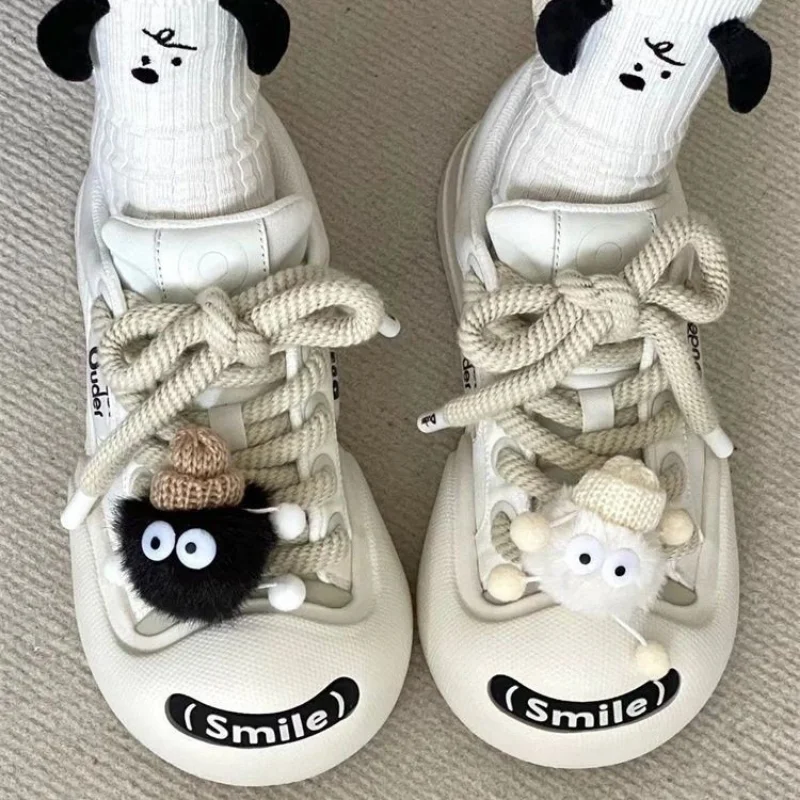 Smile Design Fringe Sneakers Casual Lace-up Couple Shoes Cozy Canvas Zapatillas Mujer Fashion Star Style Flats Zapatos Hombre