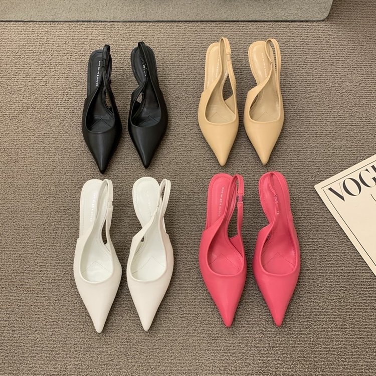 Fashion Women Sandals Party Pumps Thin High Heels Elastic Band Black White Beige Rose Summer Dress Shoes Woman Ladie Pumps