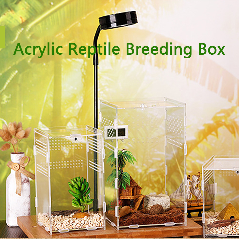 Acrylic Transparent Reptile Terrarium Habitat Breeding Box Reptiles Turtle Cage Nano Arboreal Tarantula Enclosure Dearded Dragon