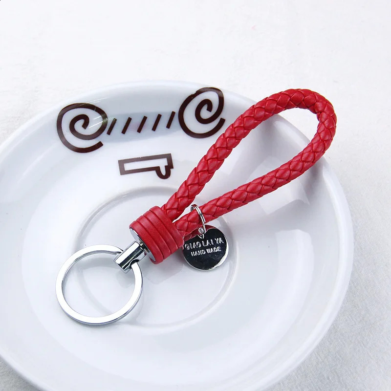 Stylish PU Leather Braided Woven Keychain Bag Pendant A Perfect Gift for Men and Women 240829