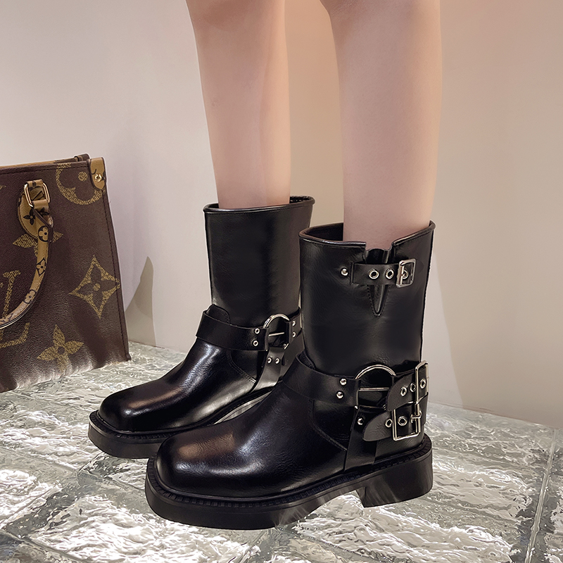 Fashion New Ankle Soft Leather Women Thick Highs Ladies Shoes Autumn Winter Zipper Woman Boots Black atos Mujer d0e3