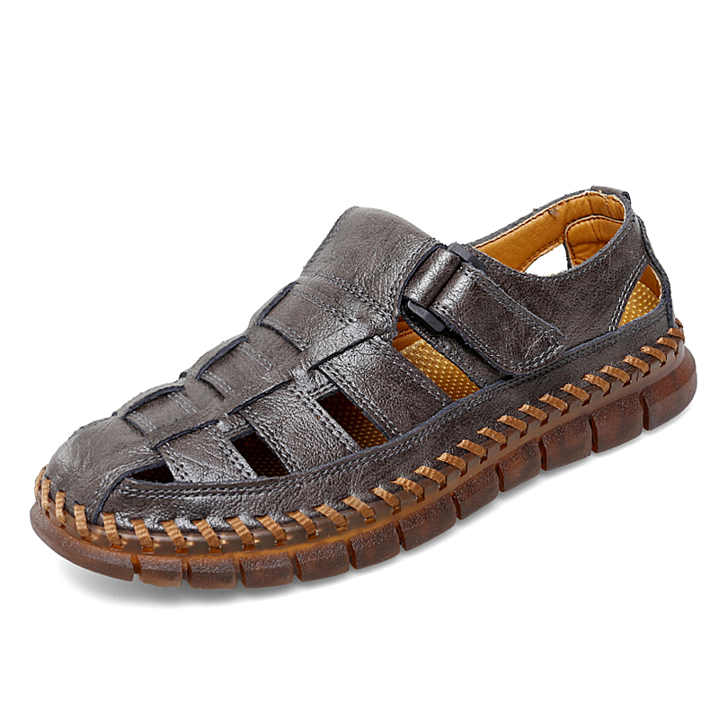Men's Classic Sandals Leather New Outdoor Summer Handmade Slippers Brand Beach Breathable New Men Sneakers Casual Shoes 51a3