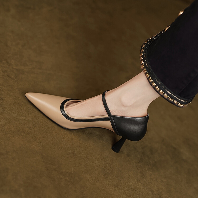 2025 new Spring 2023 Pumps Pointed Toe Thin Heel for Sheep Suede High Women Stiletto Heels Buckle Handmade Shoes bca9 s