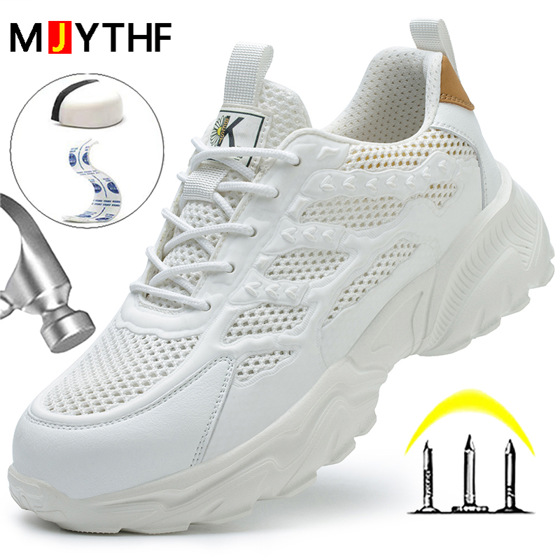 Breathable Mesh Safety White Protective For Men Women Work Sneakers Summer Lightweight Indestructible Shoes
