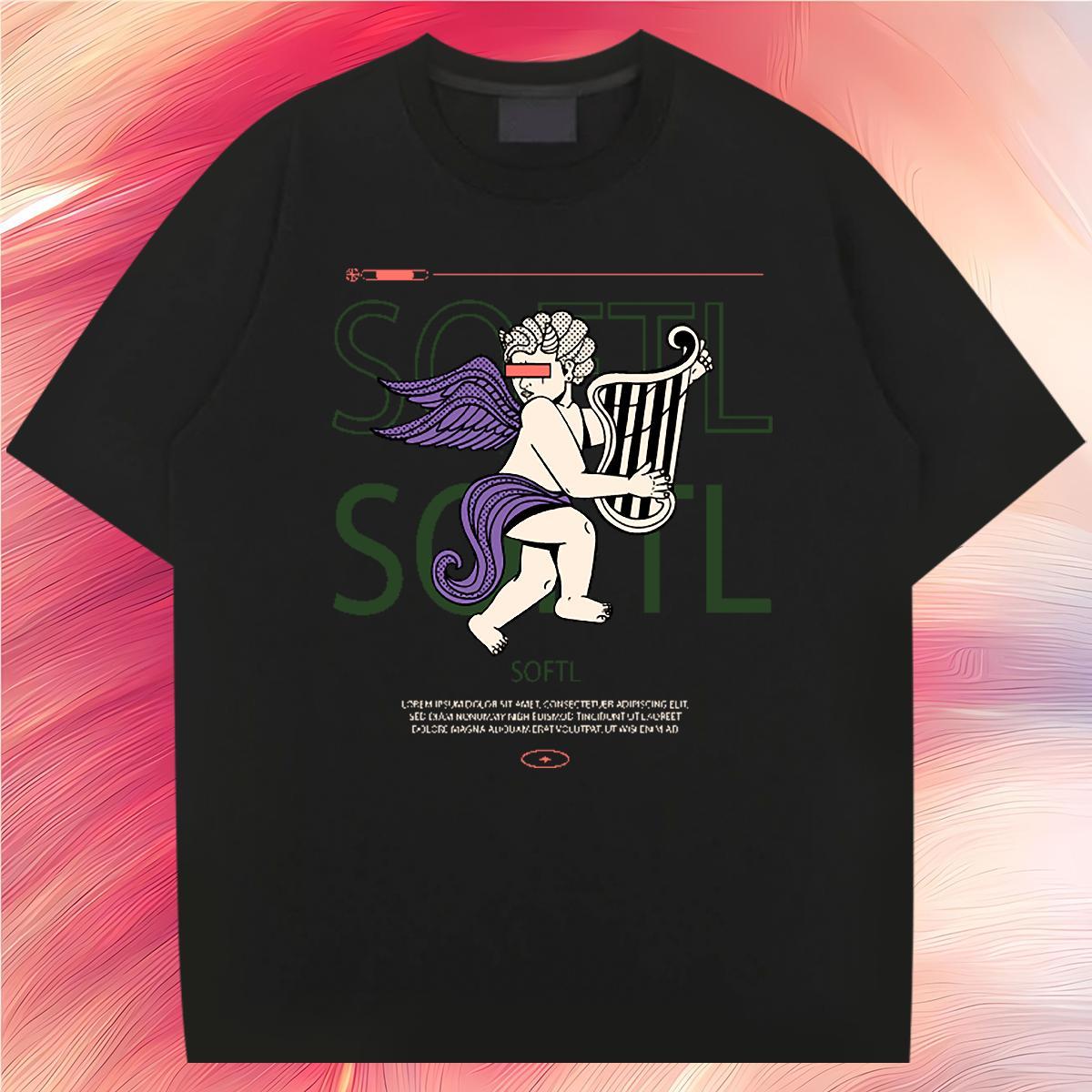 Cool Design T shirt 100% Cotton 230g character Sports Casual Oversized 3XL 4XL Breathable Short Sleeve Men Tees Classic Tops Shirt