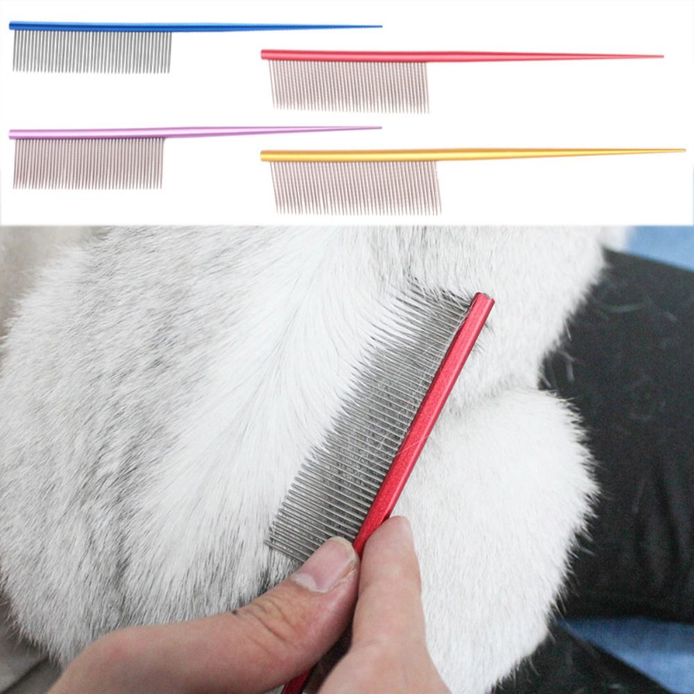 Stainless Steel Pet Flea Comb Non-rust Dense Tooth Dog Grooming Comb Colorful Dogs Cleaning Brush Comb for Dogs Puppy Cats