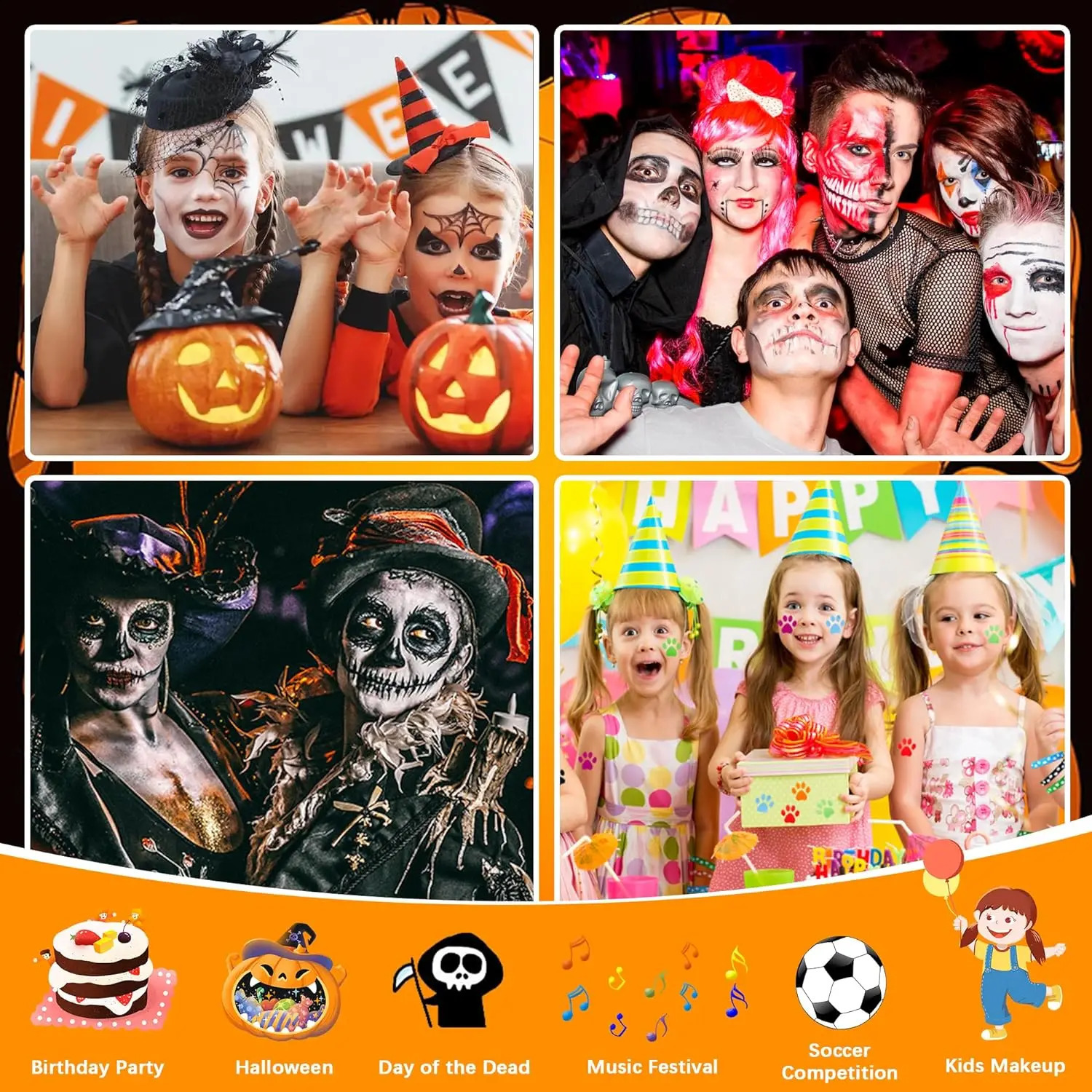 body paint palette Cosmetics paint palette paint pigments for Halloween makeup Christmas fancy dress set 240829