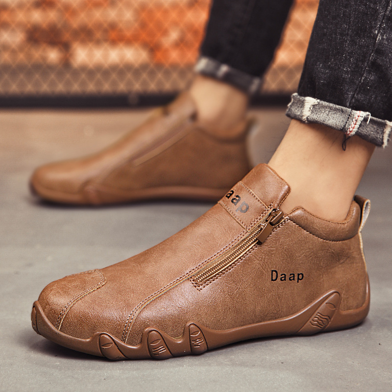 British Style Fashion Short Boots Men 2024New Luxury Leather Anti Slip Comfortable Work Shoes Outdoor Travel Sports Casual Shoes