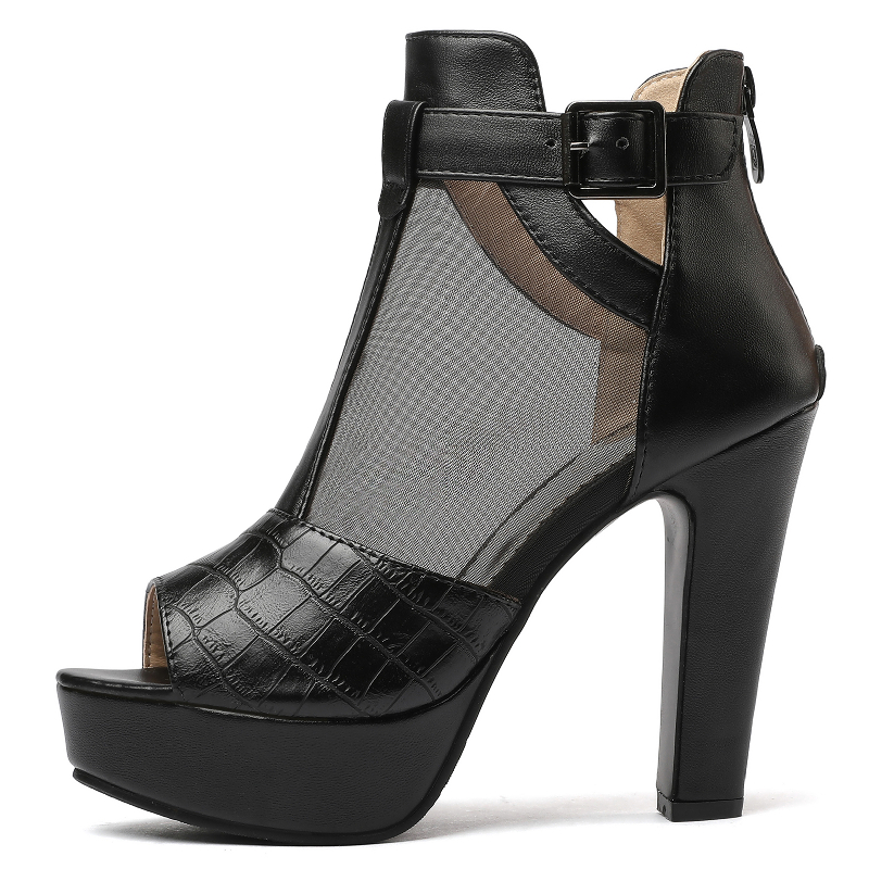 Peep Toe High Heel Ankle Boots for Women Sexy Platform Sandals Summer Shoes Yellow White Sizes Up to 50