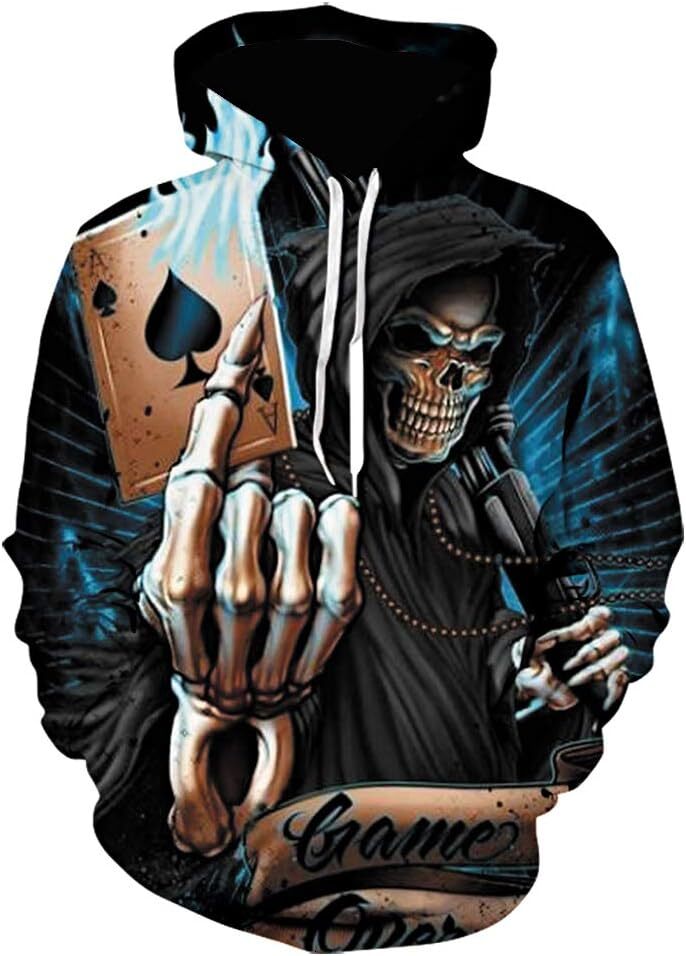 Halloween Hoodie For Mens Womens Fashion Unisex 3D Digital Printed Novelty Skull Sweatshirt Pullover Hoodies Graphic Long Sleeve