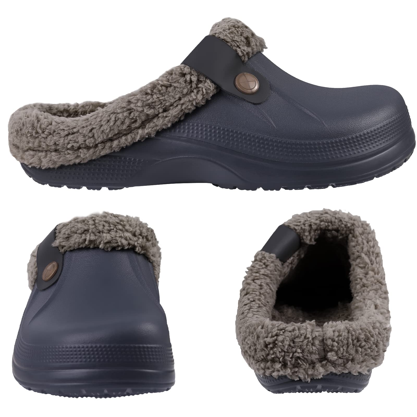 Garden Cozy Winter Clogs, Men's Waterproof Fur Slippers for Indoor Outdoor 4