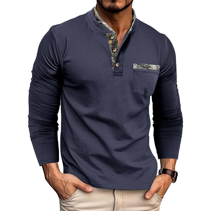 Autumn and Winter Men's Long-sleeved Stand-up Collar T-shirt Top Men's Stand-up Collar Short Sleeve T-shirt