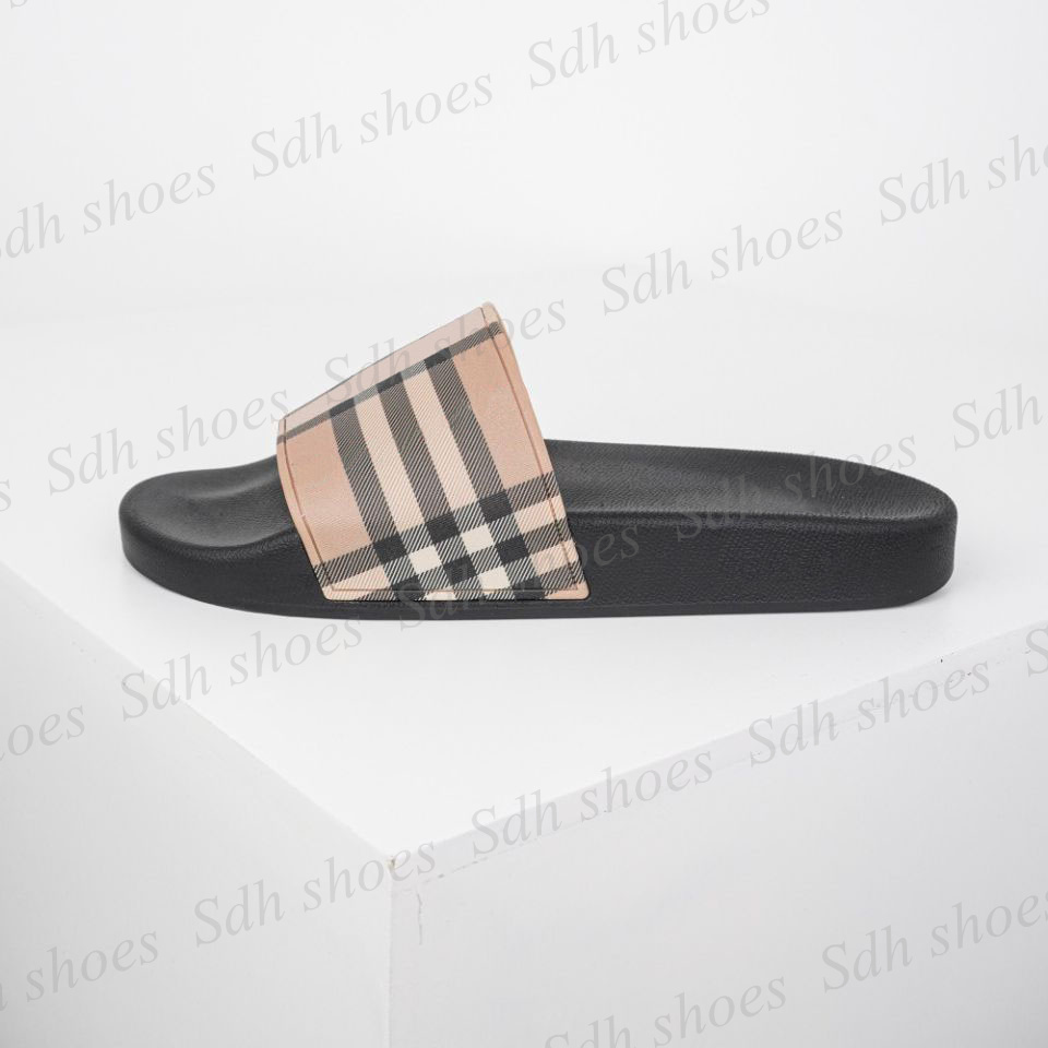 Vintage Printing Tartan Slipper Sandal Casual Shoes Rubber Slide Designer Sliders Summer Outdoors Womens Mens Beach Flat Slippers Mule Travel Plaid Sandale 35-4