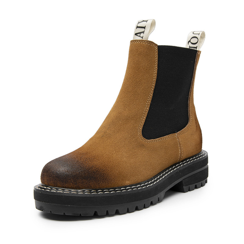 Women Chelsea Boots Genuine Leather 2024 Autumn Winter Trend Thick-soled Women Ankle Boots All-match Marton Boots Ladies