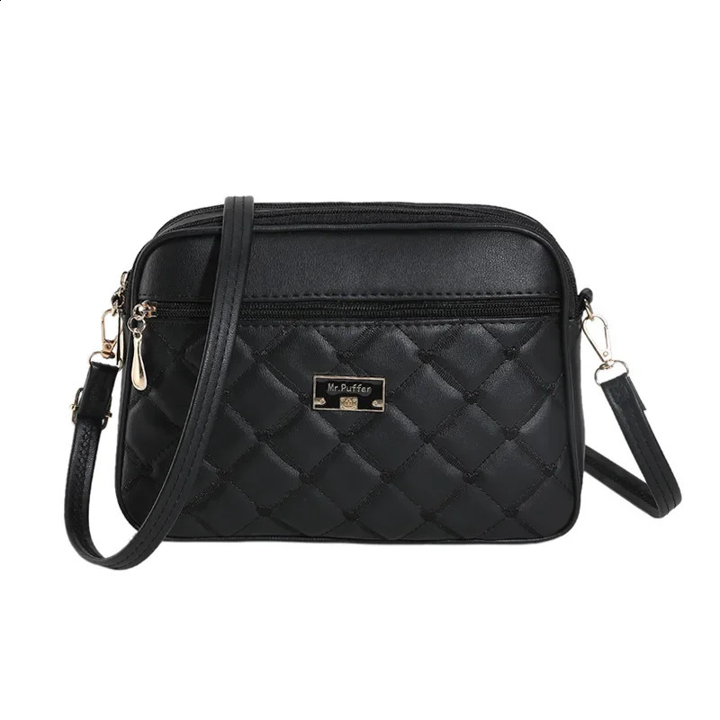 Puffer Womens One Shoulder Square Bag Cross border Foreign Trade Lingge PU Ten Font Versatile Small Messenger Bag 240830