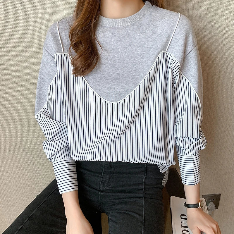 Fashion striped printed womens hoodie for springsummer casual 240827