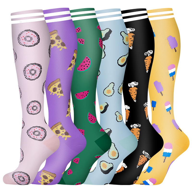 Pattern combination calf for outdoor sports and fiess, elastic micro compression leg soc