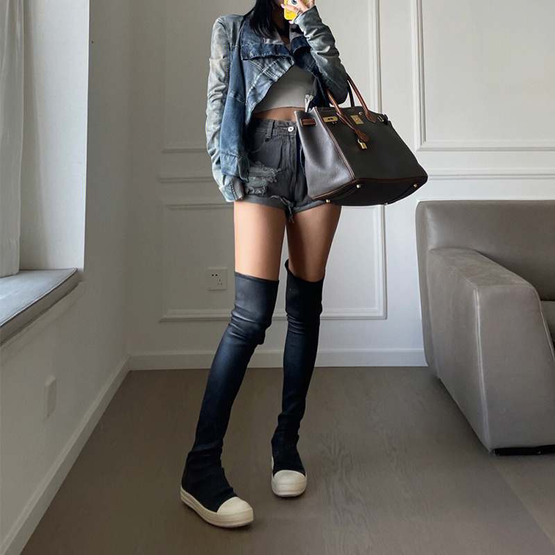 Over The Women Knee Motorcycle Platform Winter Gladiator Fashion Leather High Heels Boots Shoes bb70