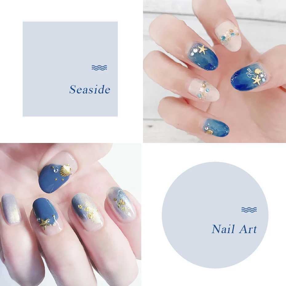 Golden Nail Art Alloy Stud Seaside 3D Decoration Shell Star Feather Charm Metal Frame Rivet Shining Accessories BE25-2 W240829