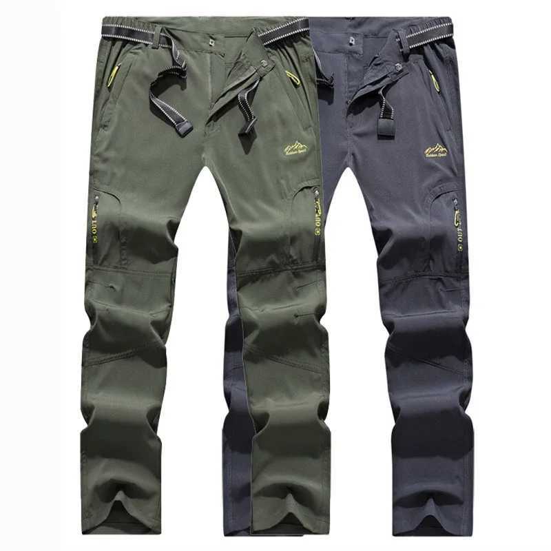 5XL mens outdoor hiking pants with quick drying waterproof multiple pockets lightweight climbing practical fishing and travel cargo pants W240829