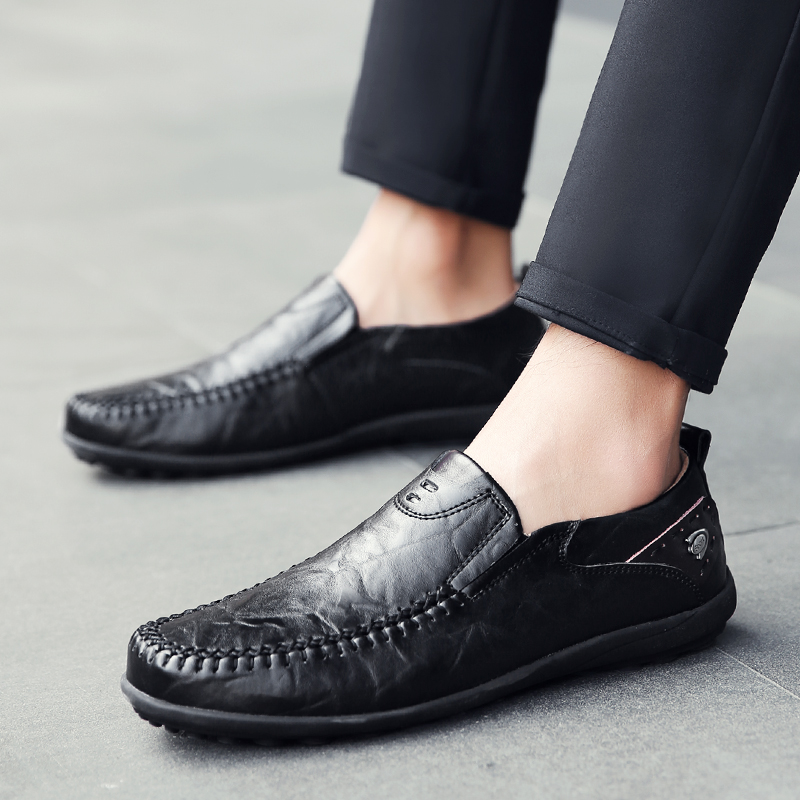 Summer Casual Men Loafers Moccasins Slip On Men's Flats Breathable Male Driving Shoes Genuine Leather 6f96 's
