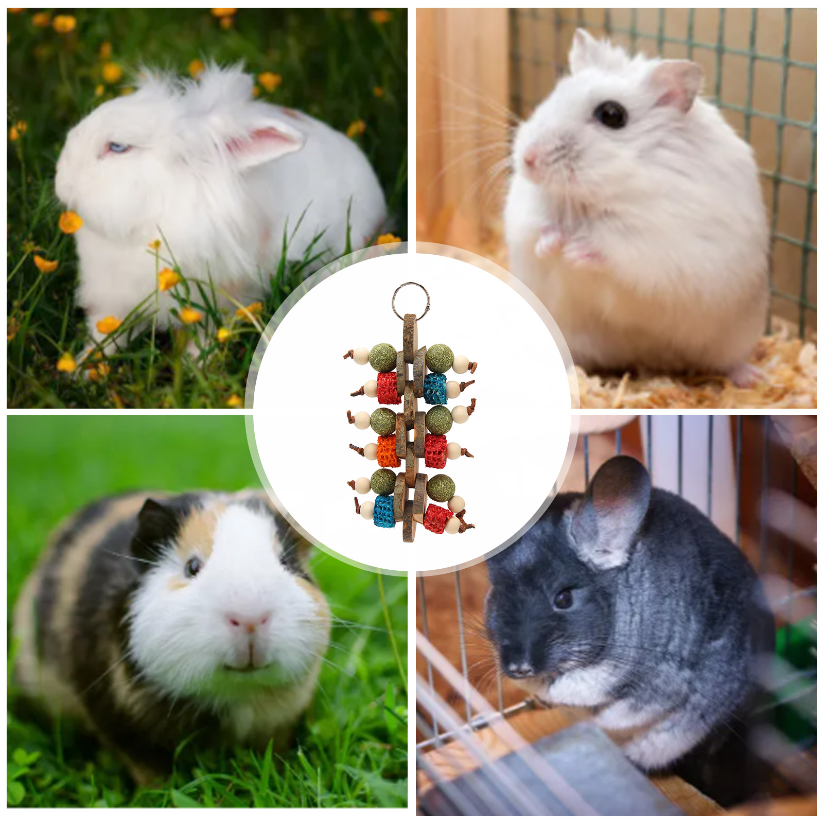 Bunny Cage Hanging Chew Toys Hand Crafted Multi Purpose Improves Digestion Rabbit Chew Toys For Teeth Grinding