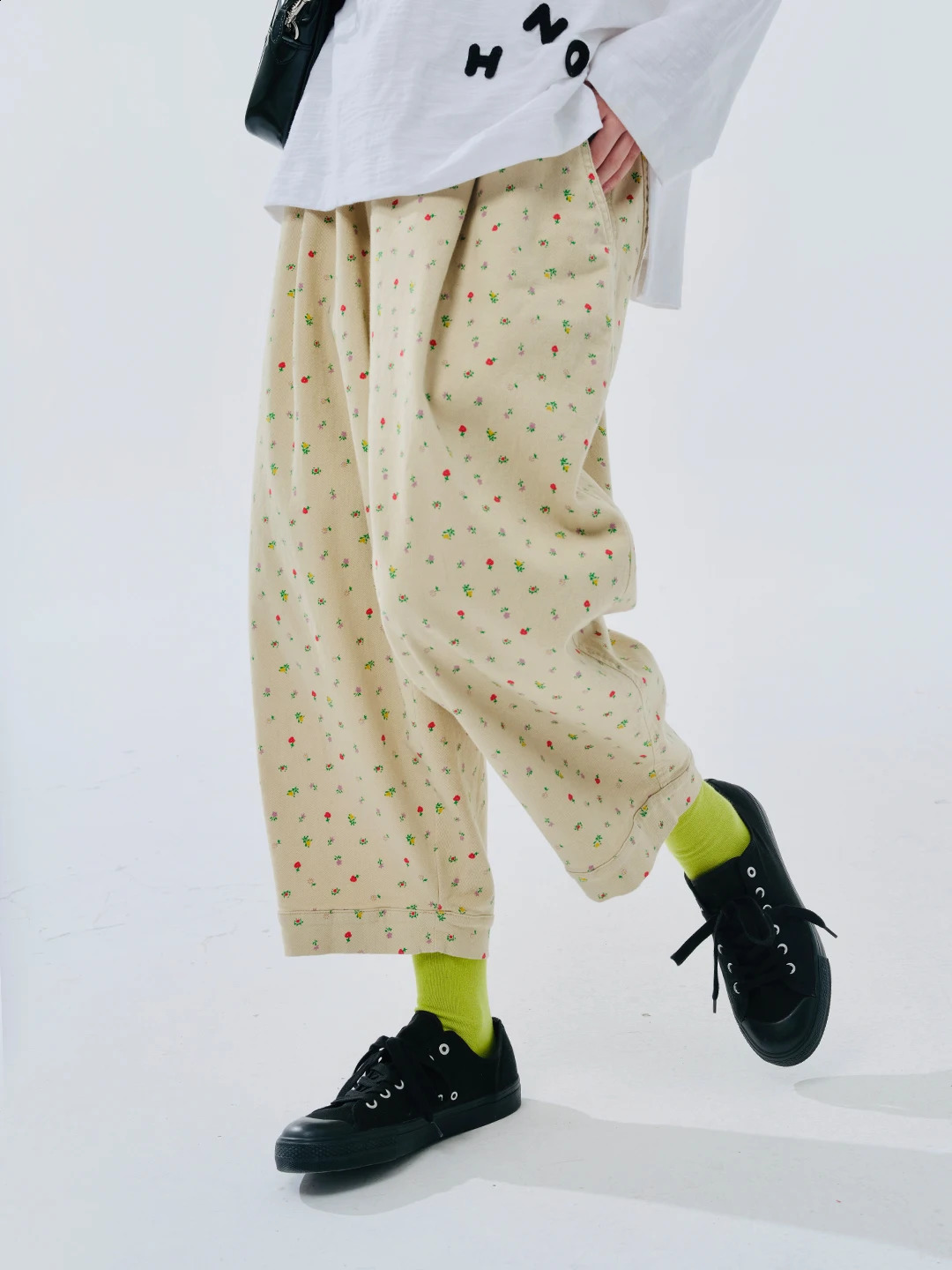 Imakokoni Spring Cotton Printed Cowboy Karot Womens Wide Leg Pants 244504 240827