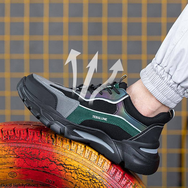 Lightweight Breathable Work Sneakers Anti-Smash Protective Men Women Steel Toe Shoes New Safety Footwear bb79