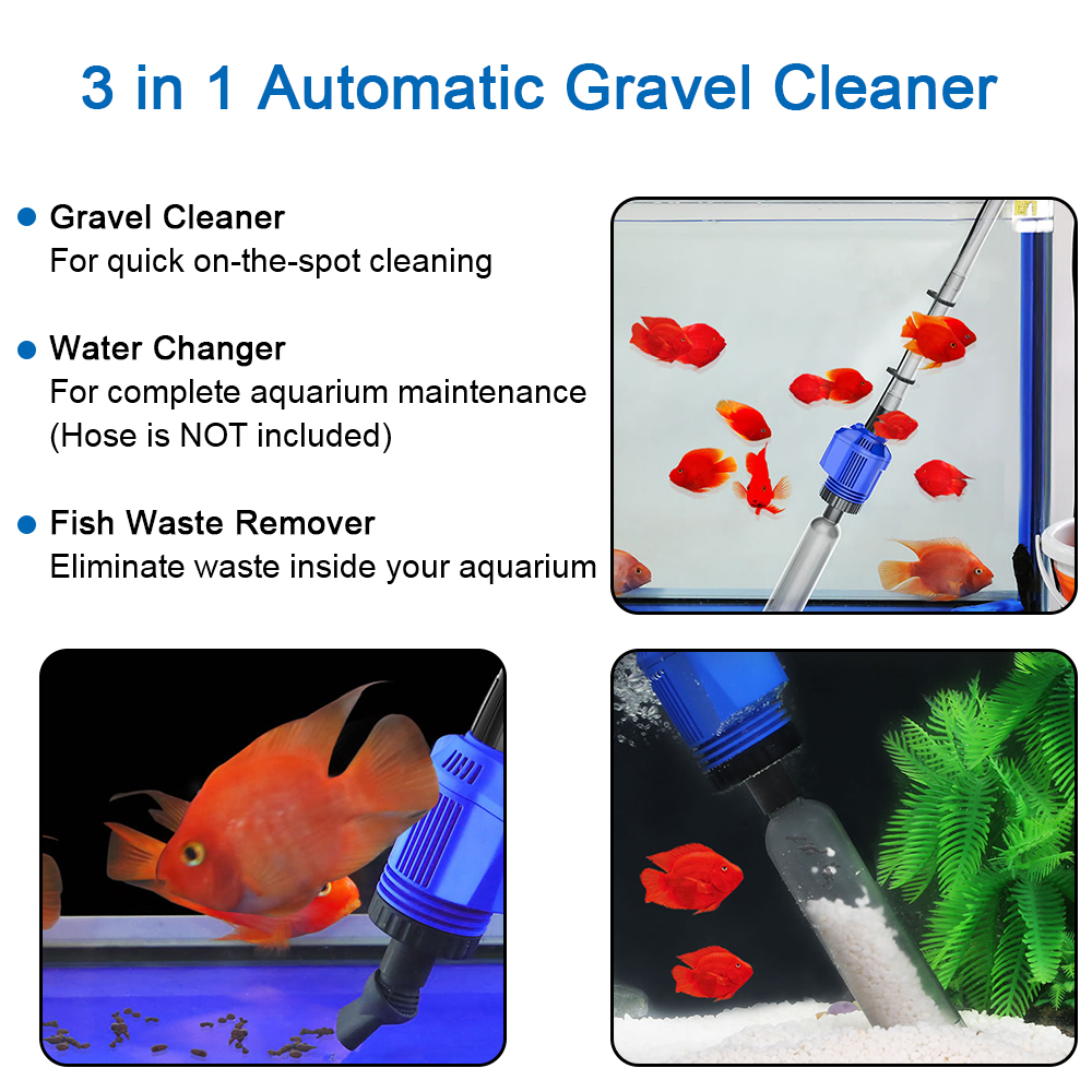 Aquarium Siphon Operated Cleaner Electric Siphon Filter Vacuum Gravel Water Changer Fish Tank Sand Washer US Plug