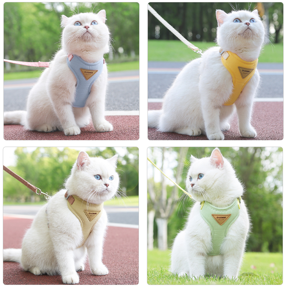 Cat Harness and Leash for Walking Escape Proof,Neck Release Adjustable Harness for Kitten Puppy Medium Large Cats Easy Control