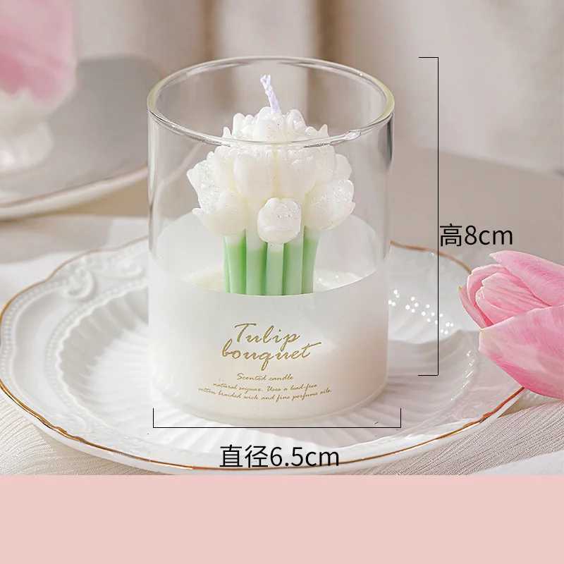 1 Piece Of Tulip Flower Scented Candle Exquisite And Beautiful Atmosphere Scented Candle Cup Suitable For Living RoomXJ240830