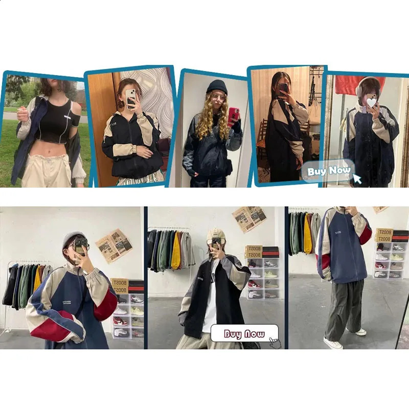 Hip Hop Varsity Jacket Men Women Autumn Patchwork Color Block Windbreaker Coats Fashion Loose Thin College Jackets 240829