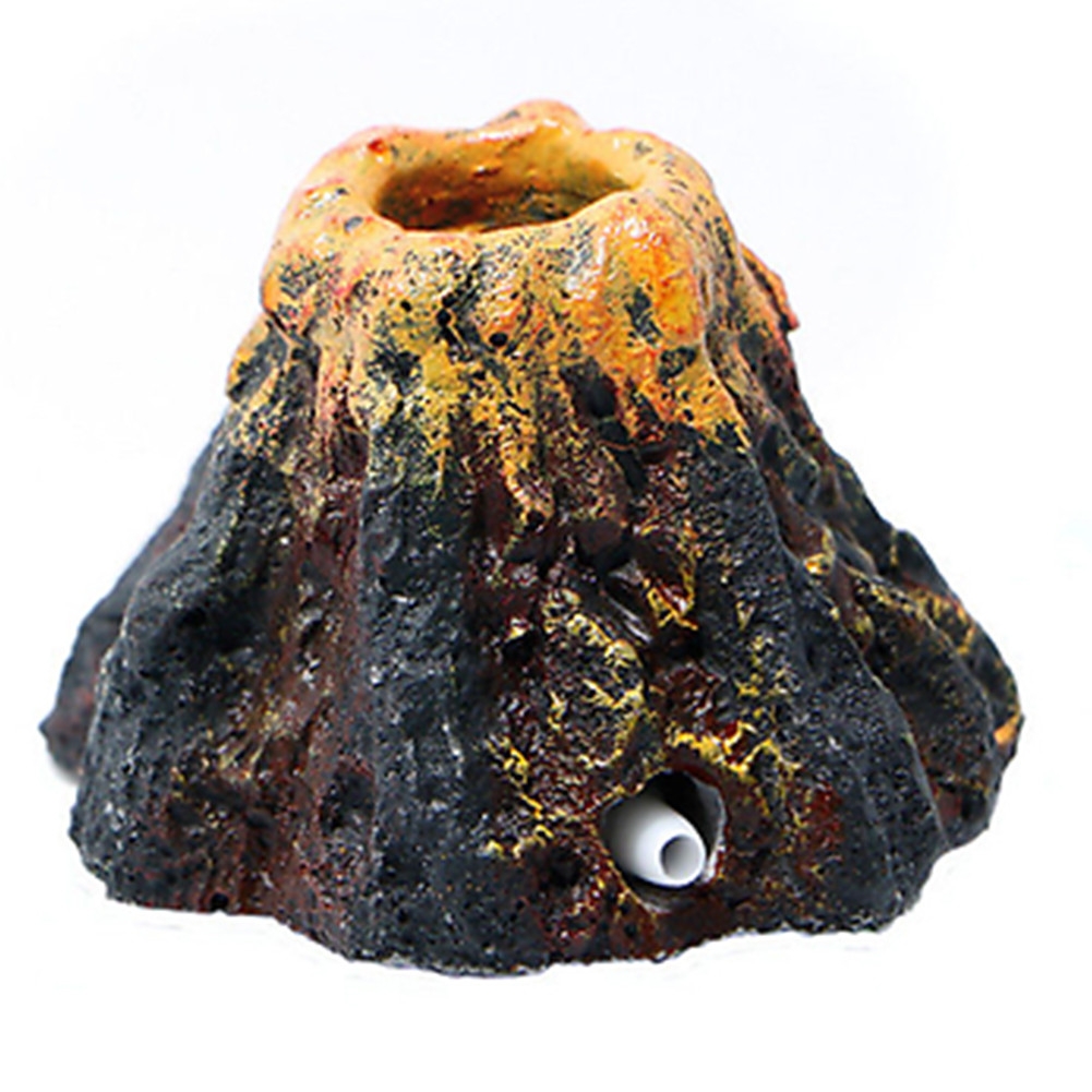 Aquarium Volcano Bubble Stone Fish Tank Decoration Volcano Landscape Rockery Can Install Oxygen Pump Home Crafts Ornament