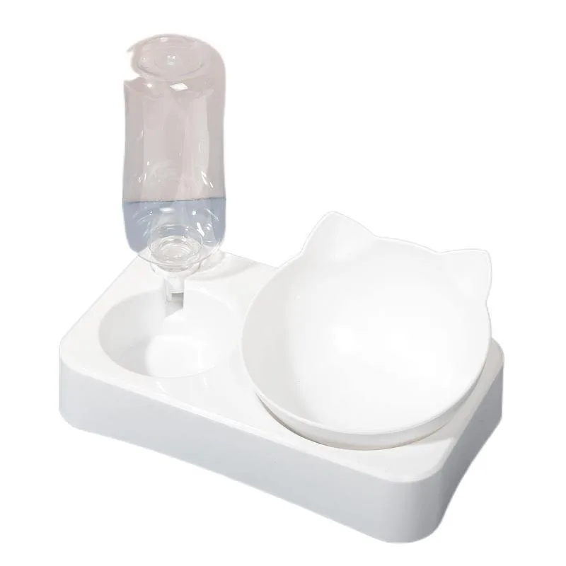 Cat Bowl Automatic Pet Feeder Dog Cat Food Bowl with Water Dispenser Double Bowl Drinking Raised Stand Dish Bowl Cat Accessories