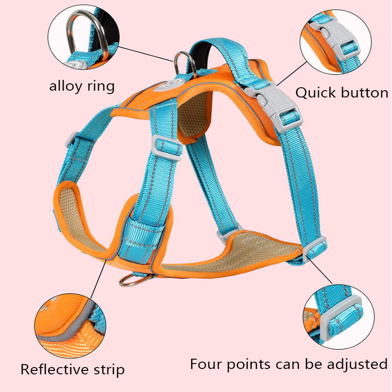 Vest-style Pet Harness,blast Proof Nylon Reflective Dog Harness with Control Handles for Medium To Large Dogs Training & Running