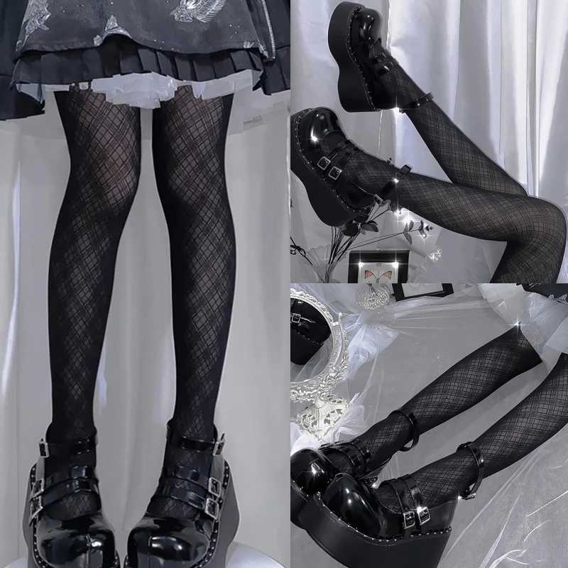 Socks Hosiery Women Black Silky Pantyhose Argyle Diamond Plaid Pattern Tights Stockings Y2408330WOVI